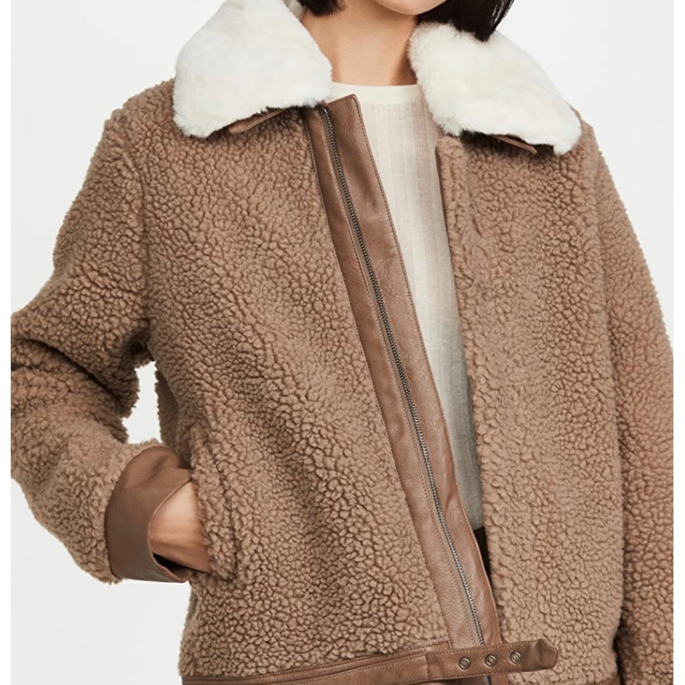 Apparis Ron Ivory/Beige Moto Aviator Jacket NWT